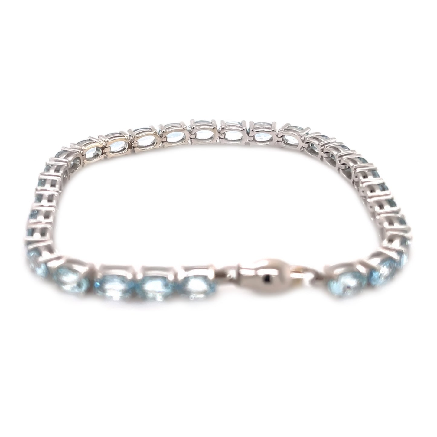 925 Sterling Silver Aquamarine Gemstone Tennis Bracelet