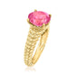 Yellow Gold Plated Over Sterling Silver Pink Topaz Gemstone Solitaire Rings