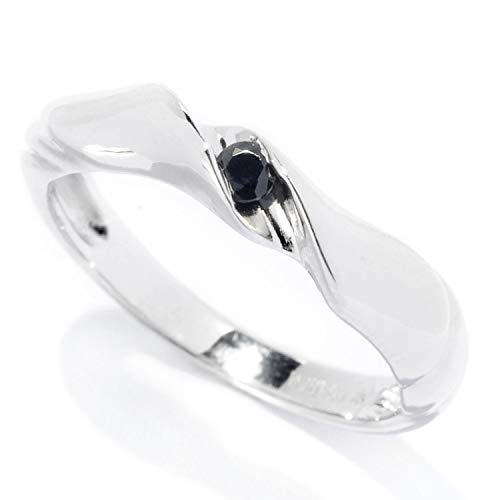 Pinctore Sterling Silver 2.5mm Round 0.07ctw Black Spinel Stack Band Ring, Size 7