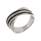 Pinctore Platinum o/Silver 1.46ctw Black Spinel & White Zircon Band Textured Ring, Size 7