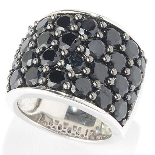 925 Sterling Silver Black Spinel Band Ring