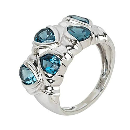 925 Sterling Silver London Blue Topaz 5-Stone Ring