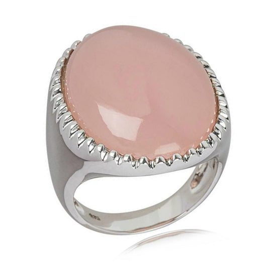 925 Sterling Silver Women Ring, Pink Chalcedony Oval Ring, Solitaire Ring for Women, Gift Ring For Women