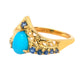 Yellow Gold Plated Over Sterling Silver Sleeping Beauty Turquoise And Ceylon Blue Sapphire Gemstone Band Ring