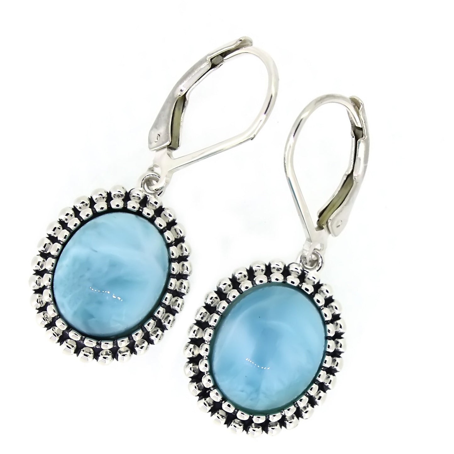 925 Sterling Silver Larimar Dangle Earrings