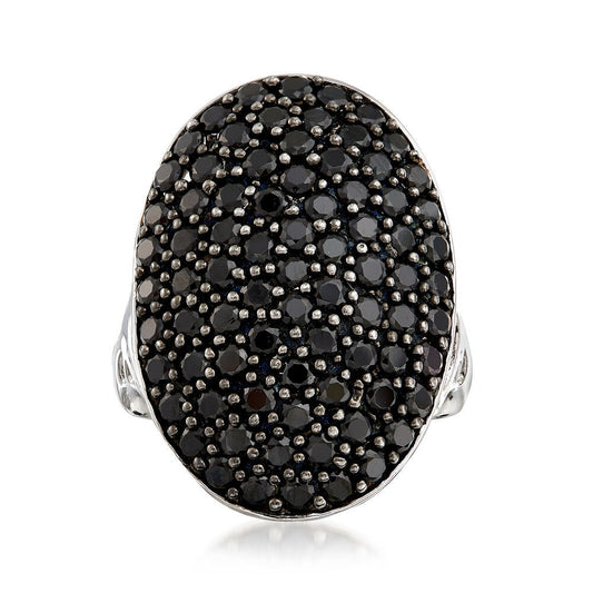 925 Sterling Silver Black Spinel Ring