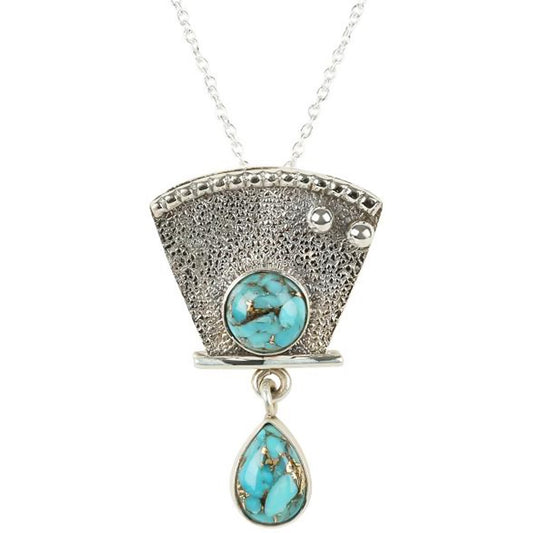 Sterling Silver 925 Blue Copper Turquoise Pendant
