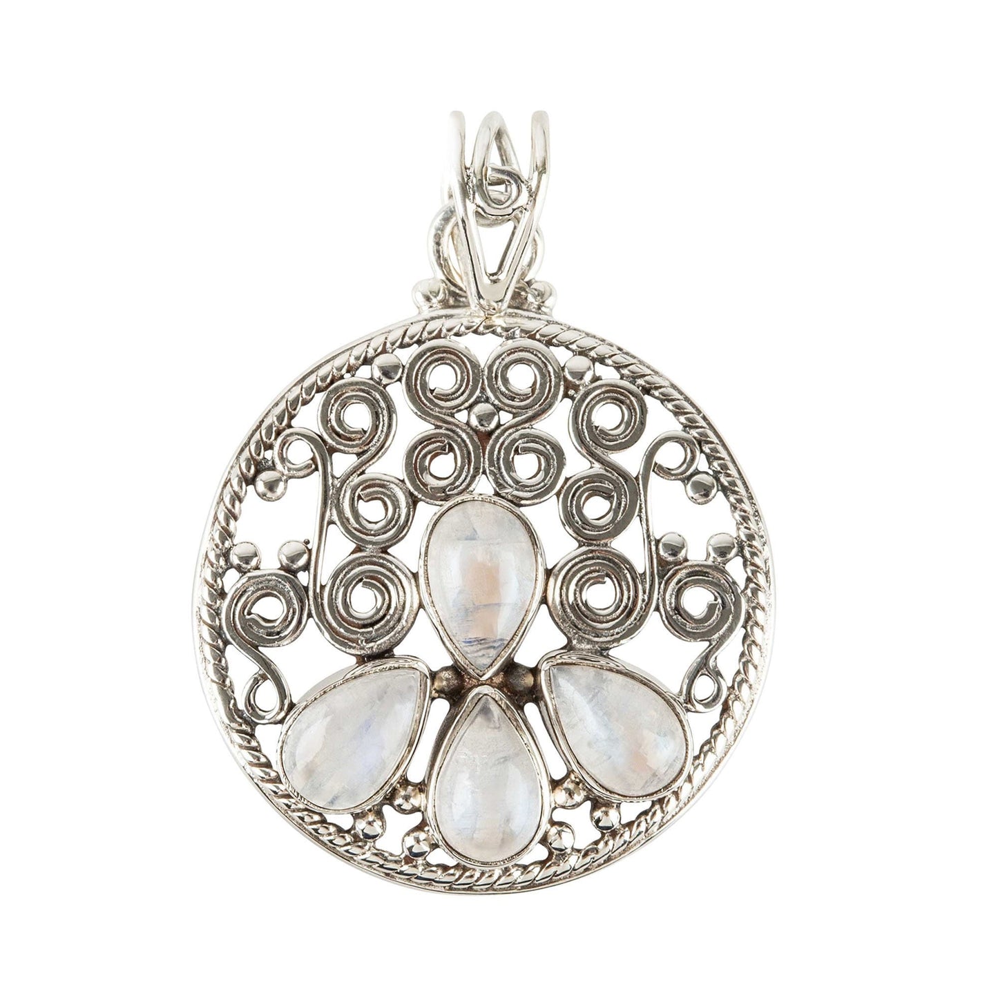 925 Sterling Silver Rainbow Moonstone Pendant