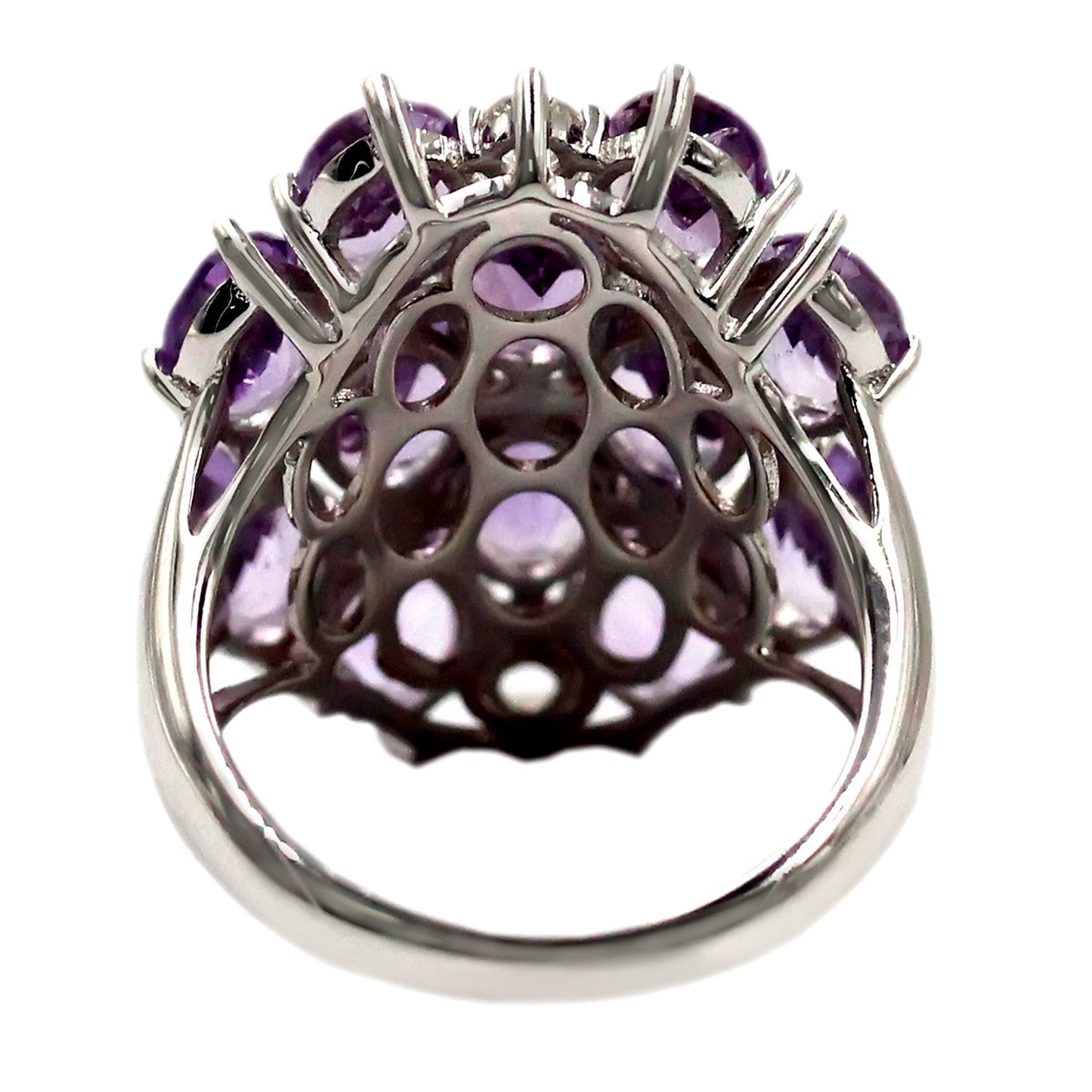 925 Sterling Silver Pink Amethyst,White Topaz Ring