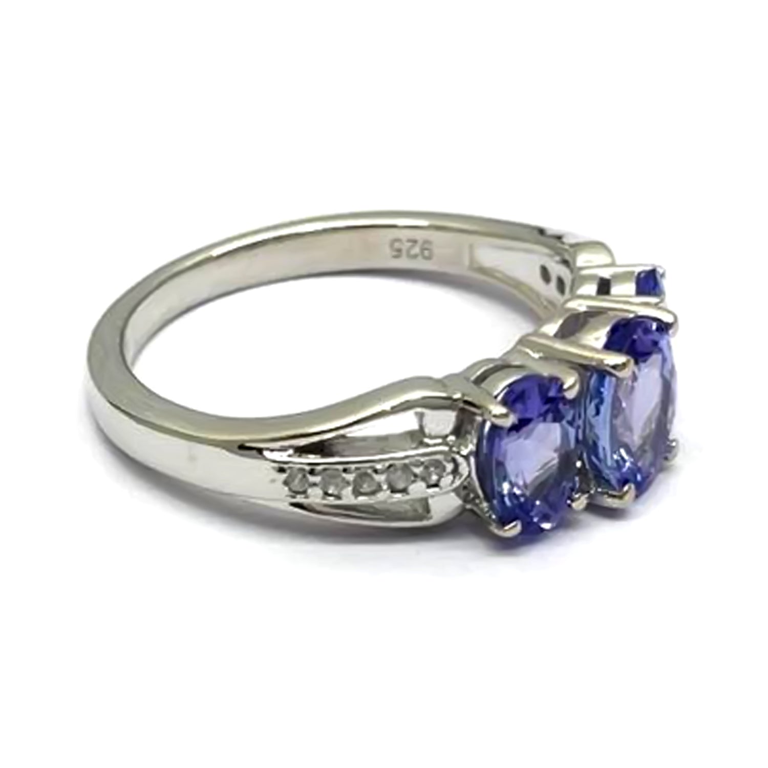 925 Sterling Silver Tanzanite, White Natural Zircon, Peridot, White Topaz Ring - Pinctore