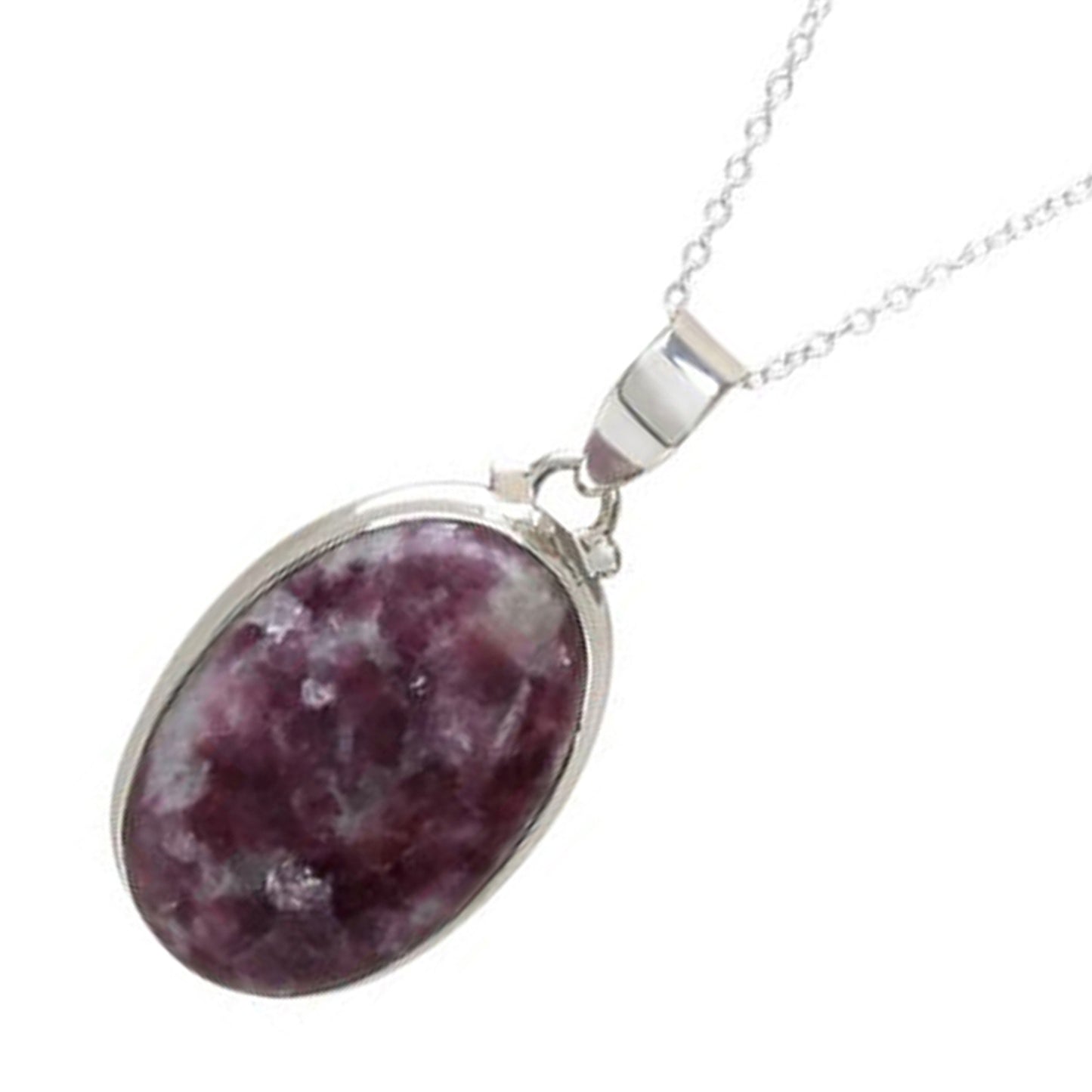 925 Sterling Silver Lepidolite Solitaire Pendant - Pinctore