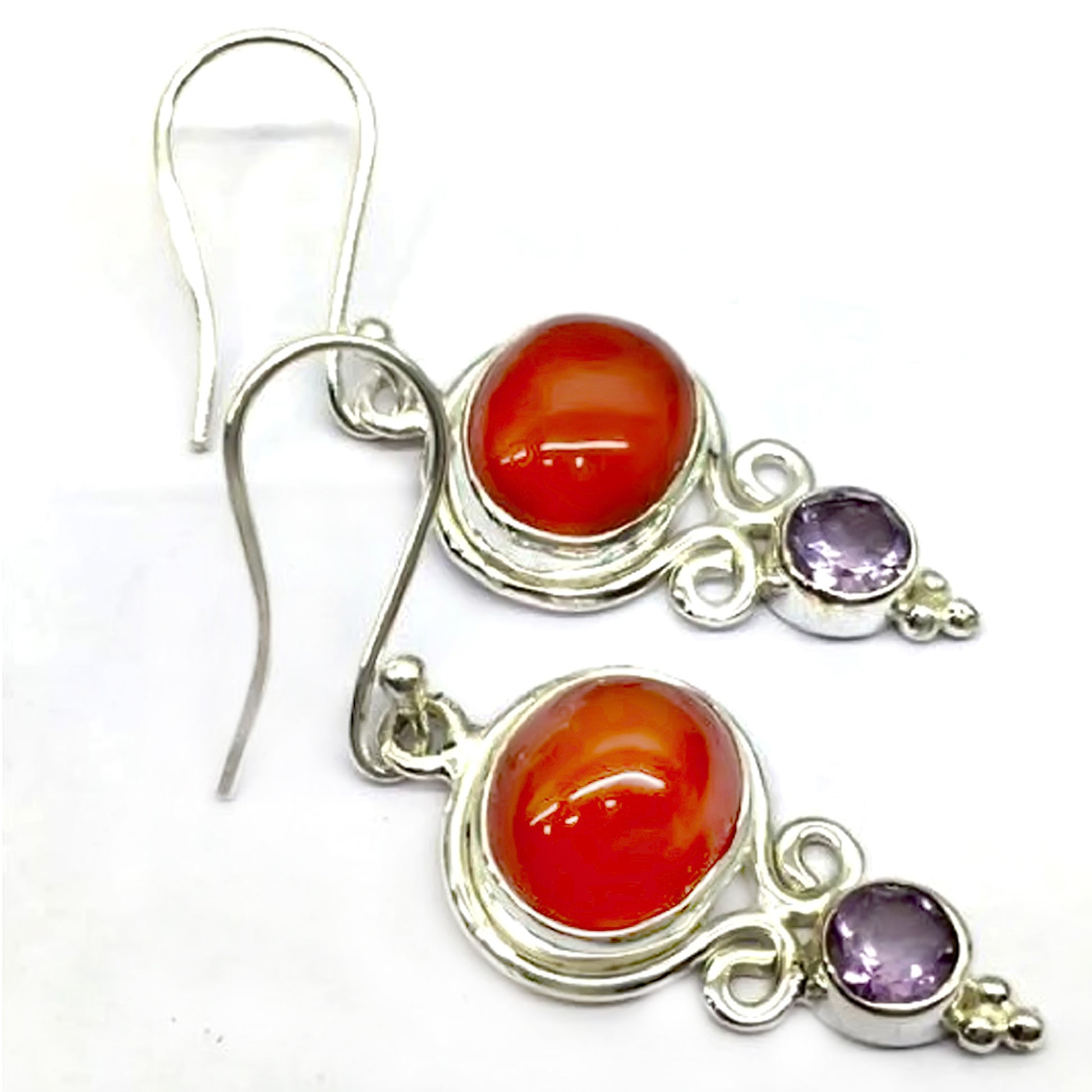 925 Sterling Silver African Amethyst, Carnelian Earring - Pinctore