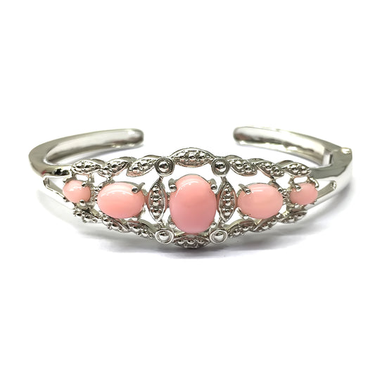 925 Sterling Silver Pink Opal Bangle - Pinctore