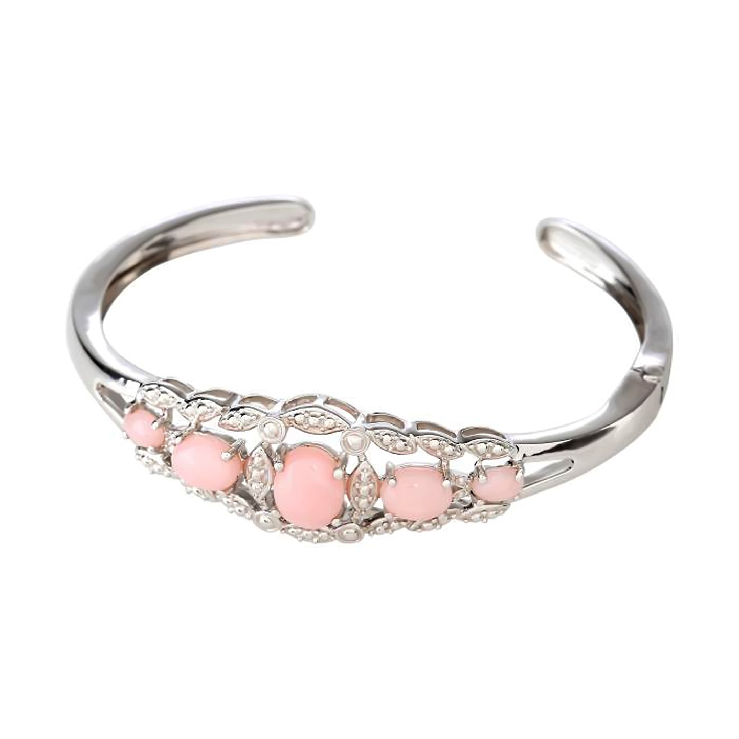 925 Sterling Silver Pink Opal Bangle - Pinctore