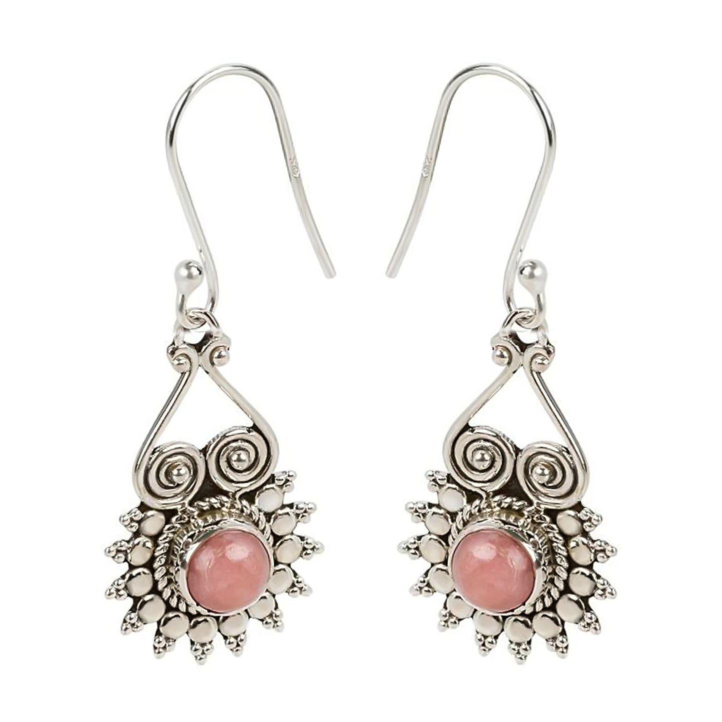925 Sterling Silver Pink Opal Dangle Earring - Pinctore