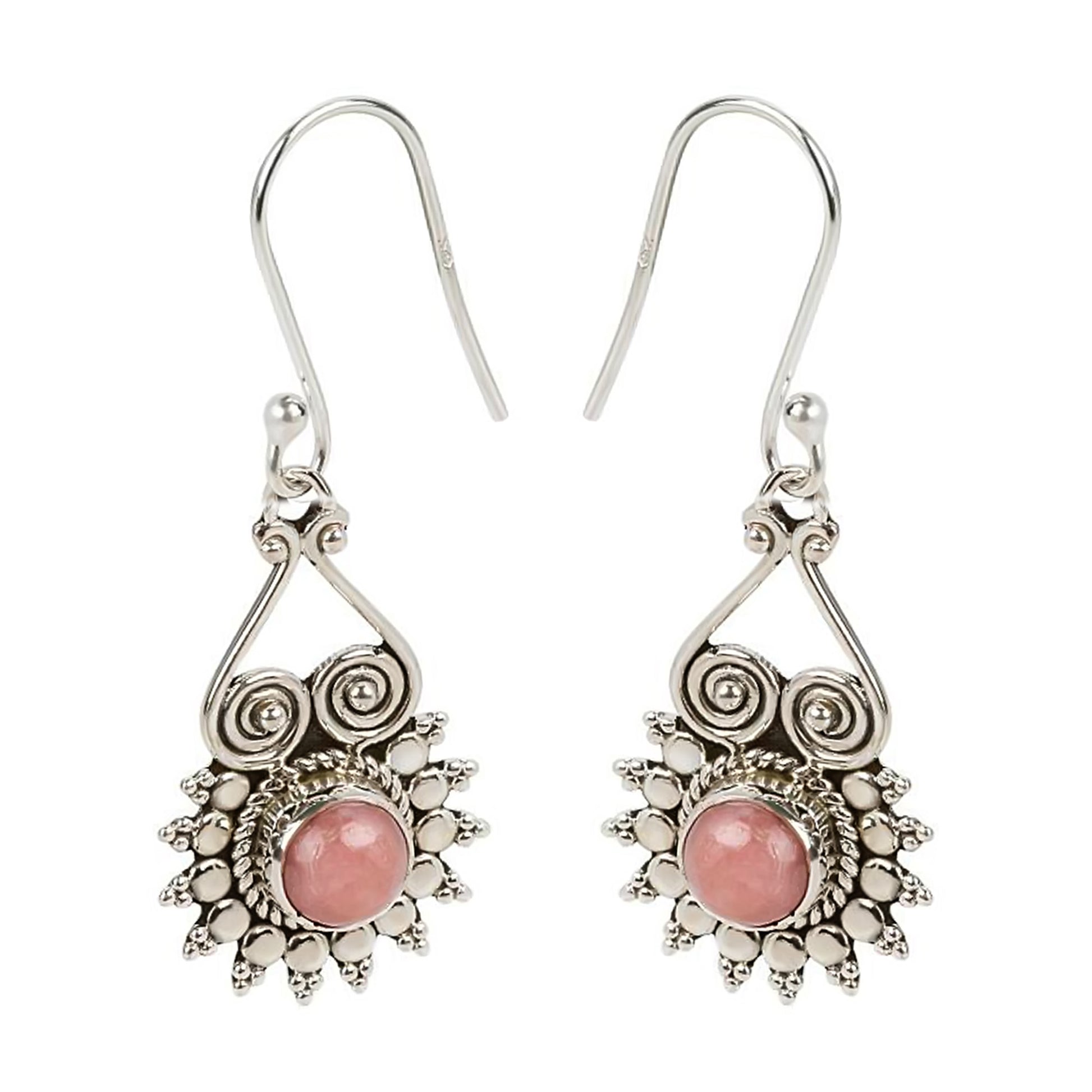 925 Sterling Silver Pink Opal Dangle Earring - Pinctore