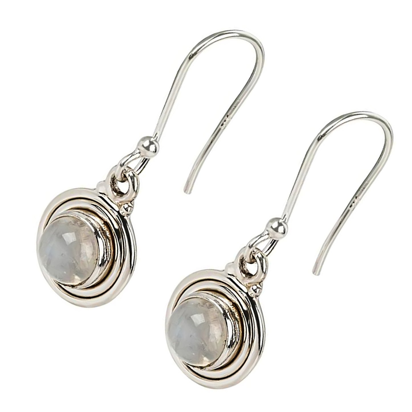 925 Sterling Silver Rainbow Moonstone Dangle Earring - Pinctore