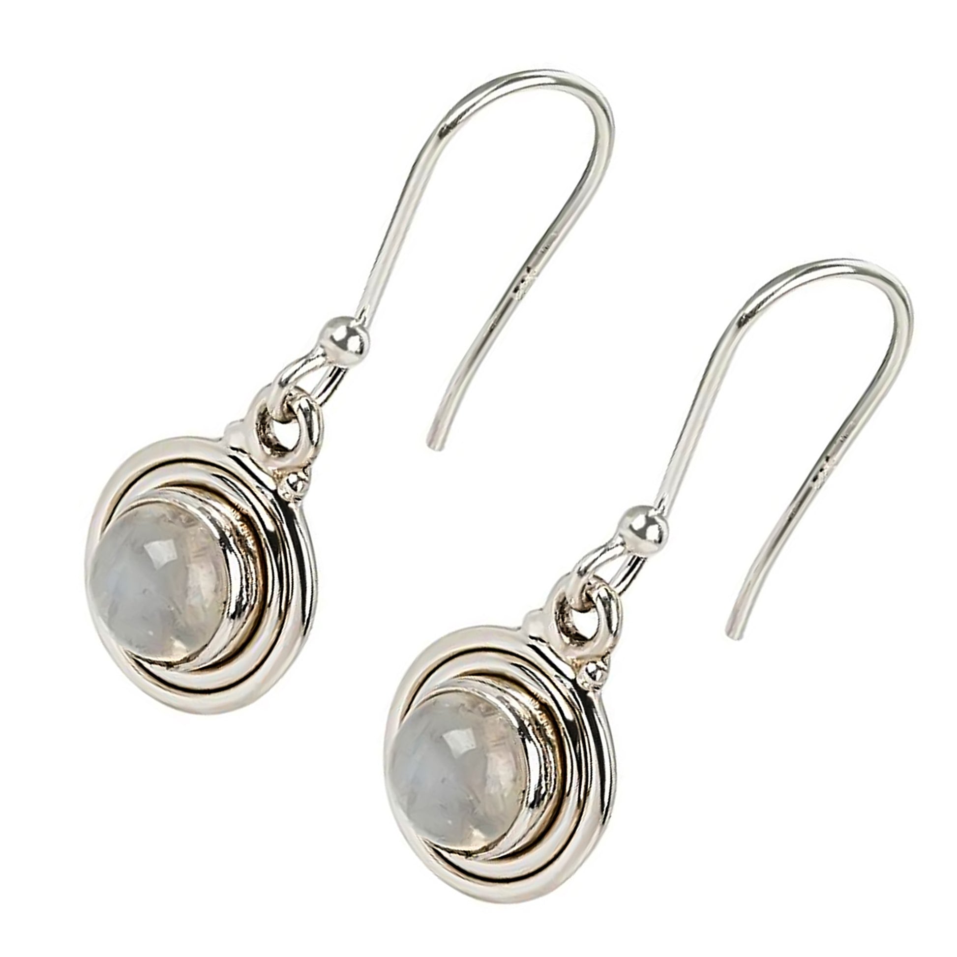 925 Sterling Silver Rainbow Moonstone Dangle Earring - Pinctore