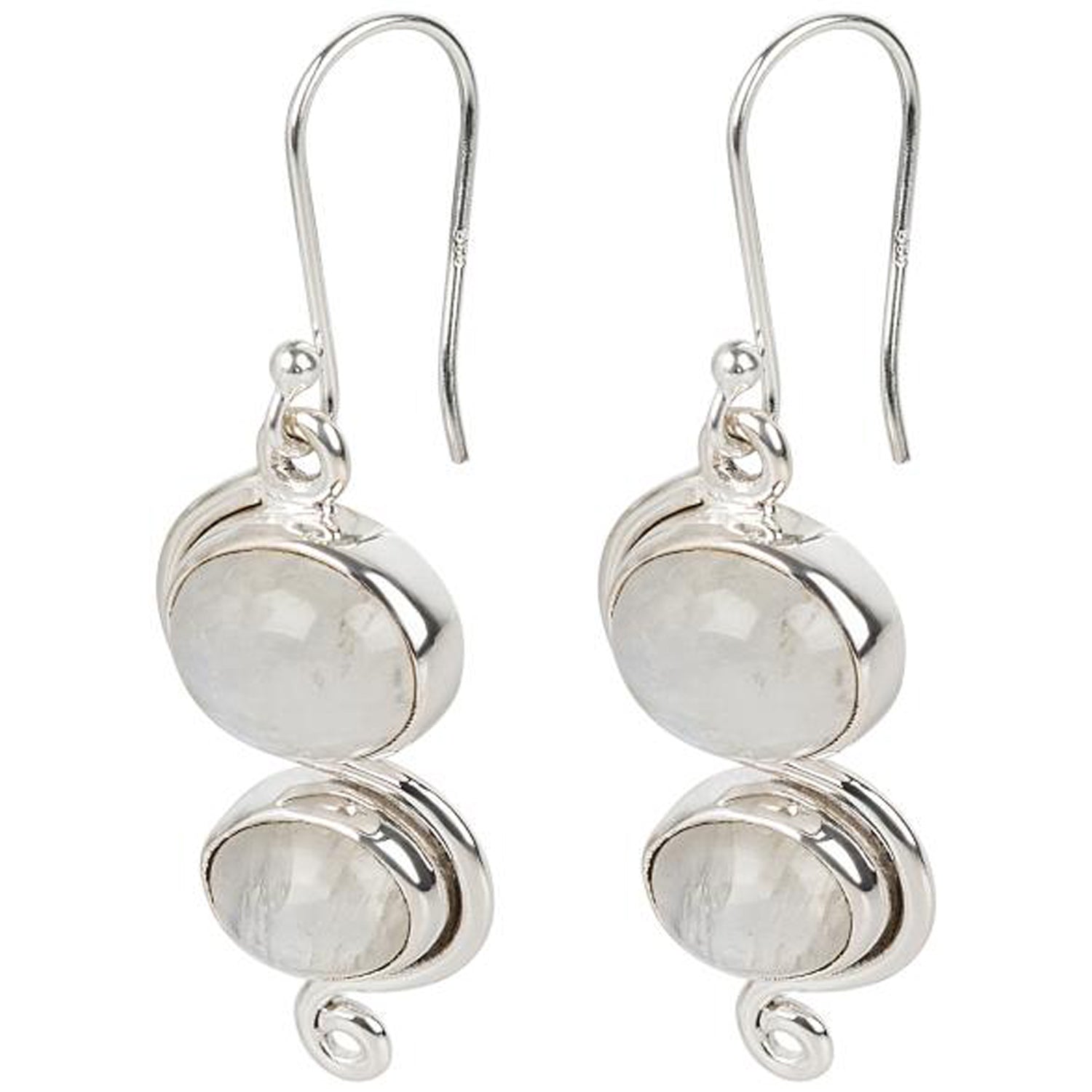 Sterling Silver 925 Rainbow Moonstone Drop & Dangle Earring - Pinctore