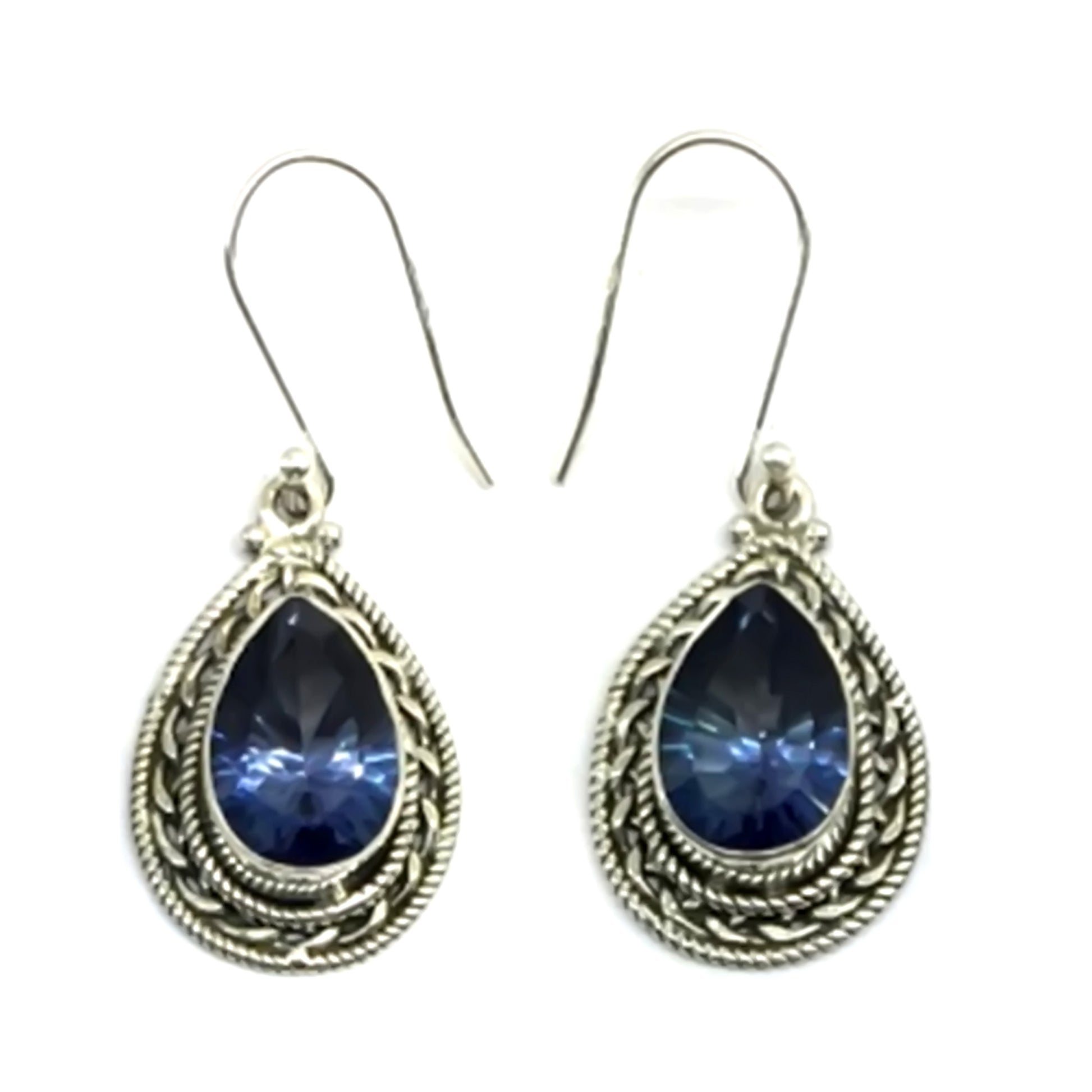 Sterling Silver 925 Blue Quartz Dangle Earring - Pinctore