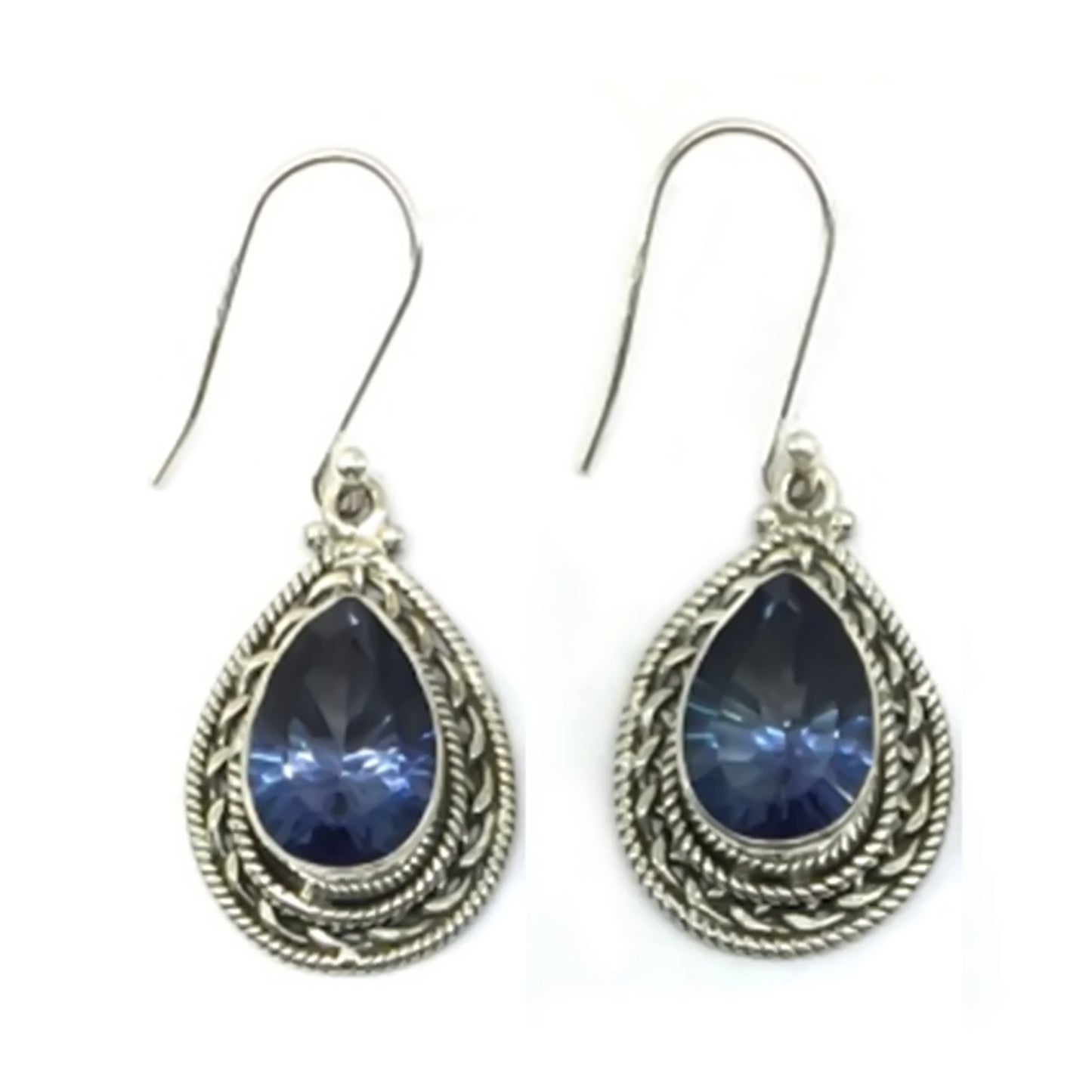 Sterling Silver 925 Blue Quartz Dangle Earring - Pinctore