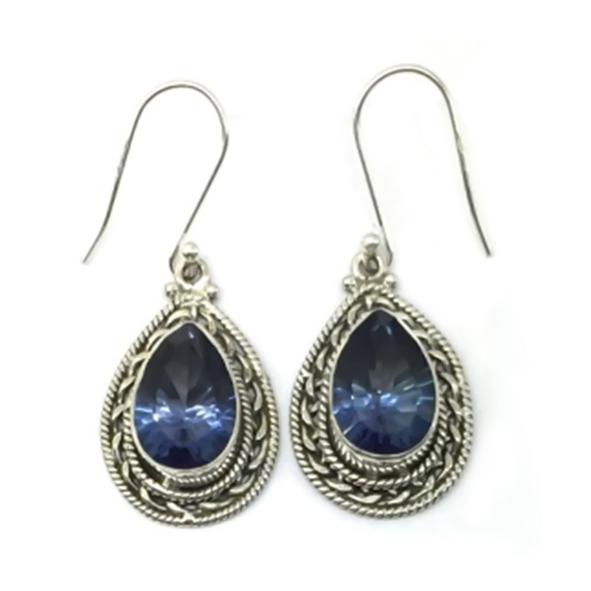 Sterling Silver 925 Blue Quartz Dangle Earring - Pinctore