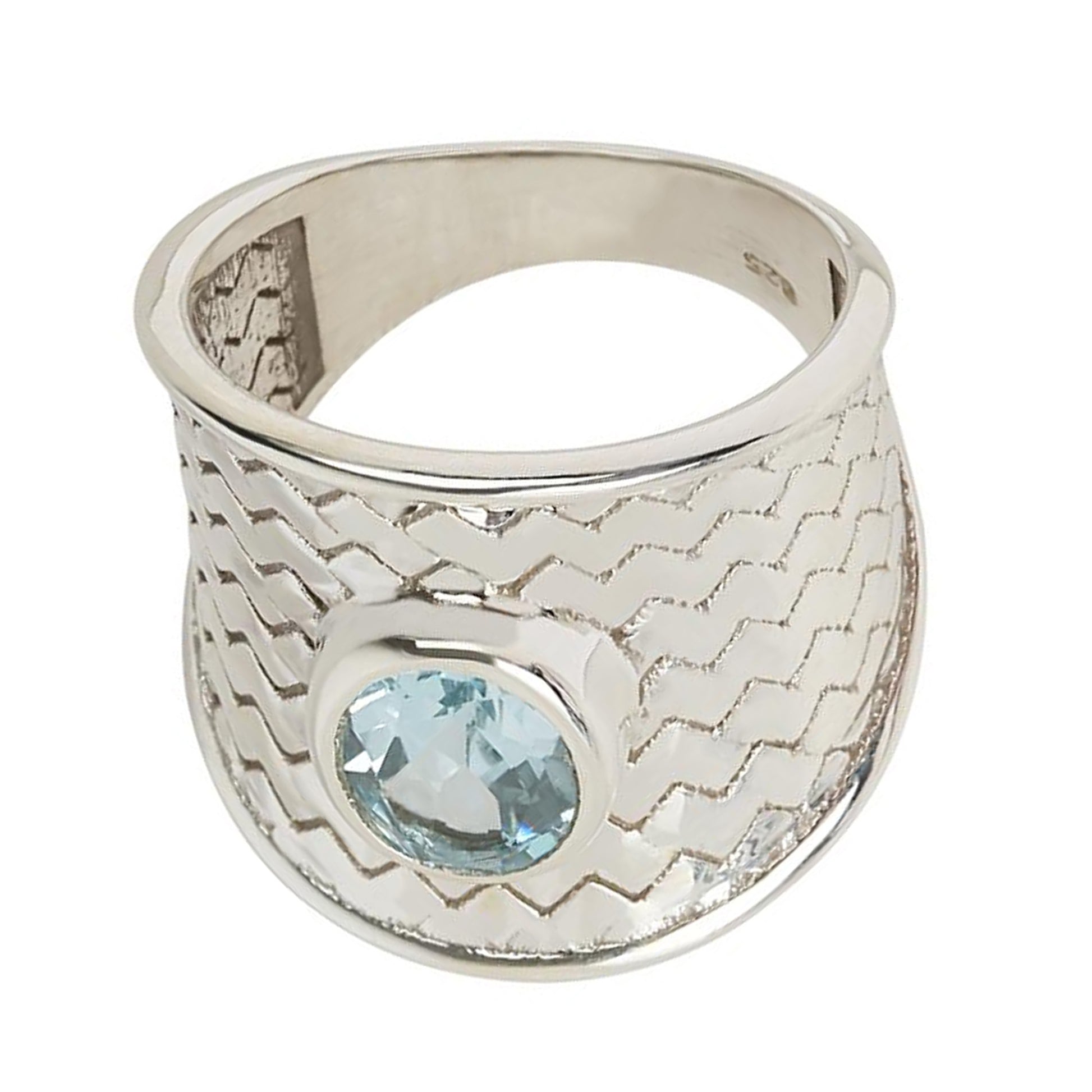 Sterling Silver 925 Sky Blue Topaz Ring - Pinctore