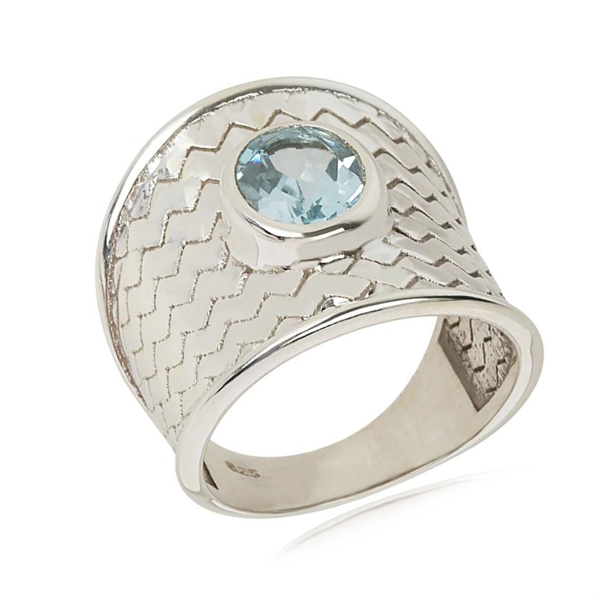 Sterling Silver 925 Sky Blue Topaz Ring - Pinctore