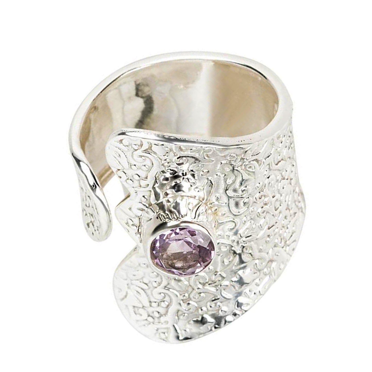 Sterling Silver 925 Brazilian Amethyst Ring - Pinctore