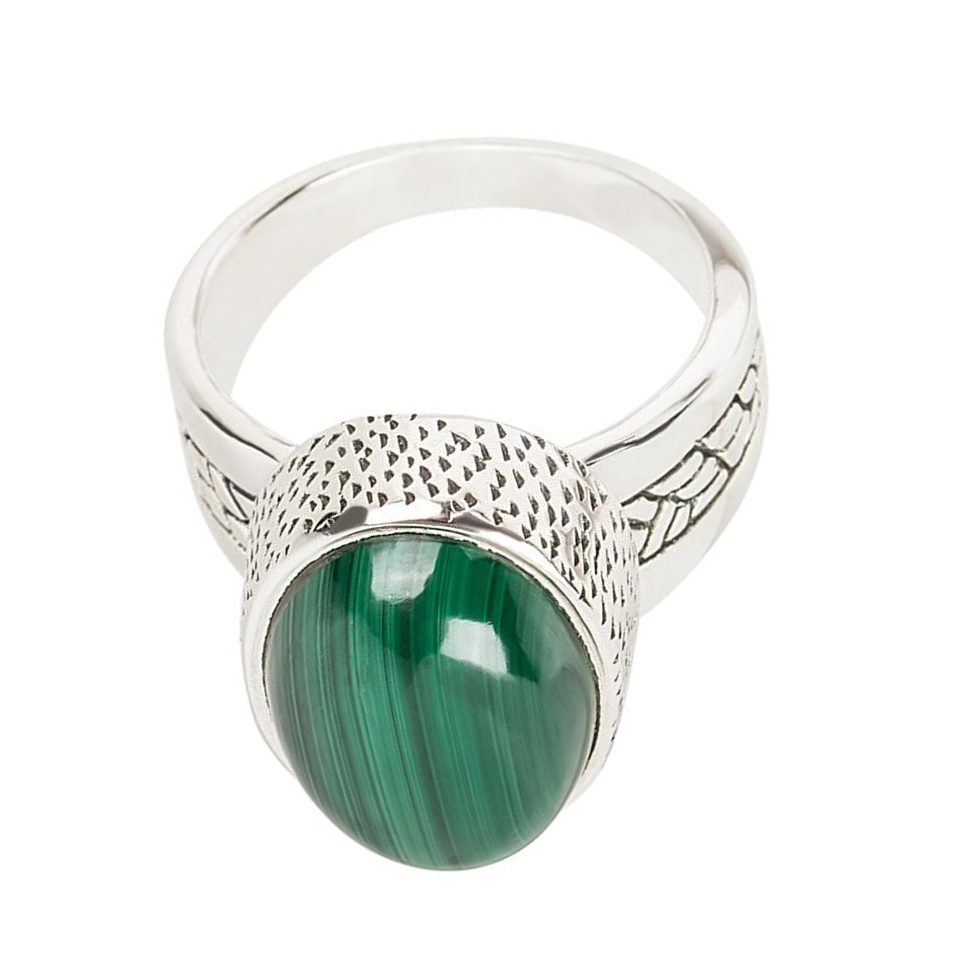 Sterling Silver 925 Malachite Ring - Pinctore