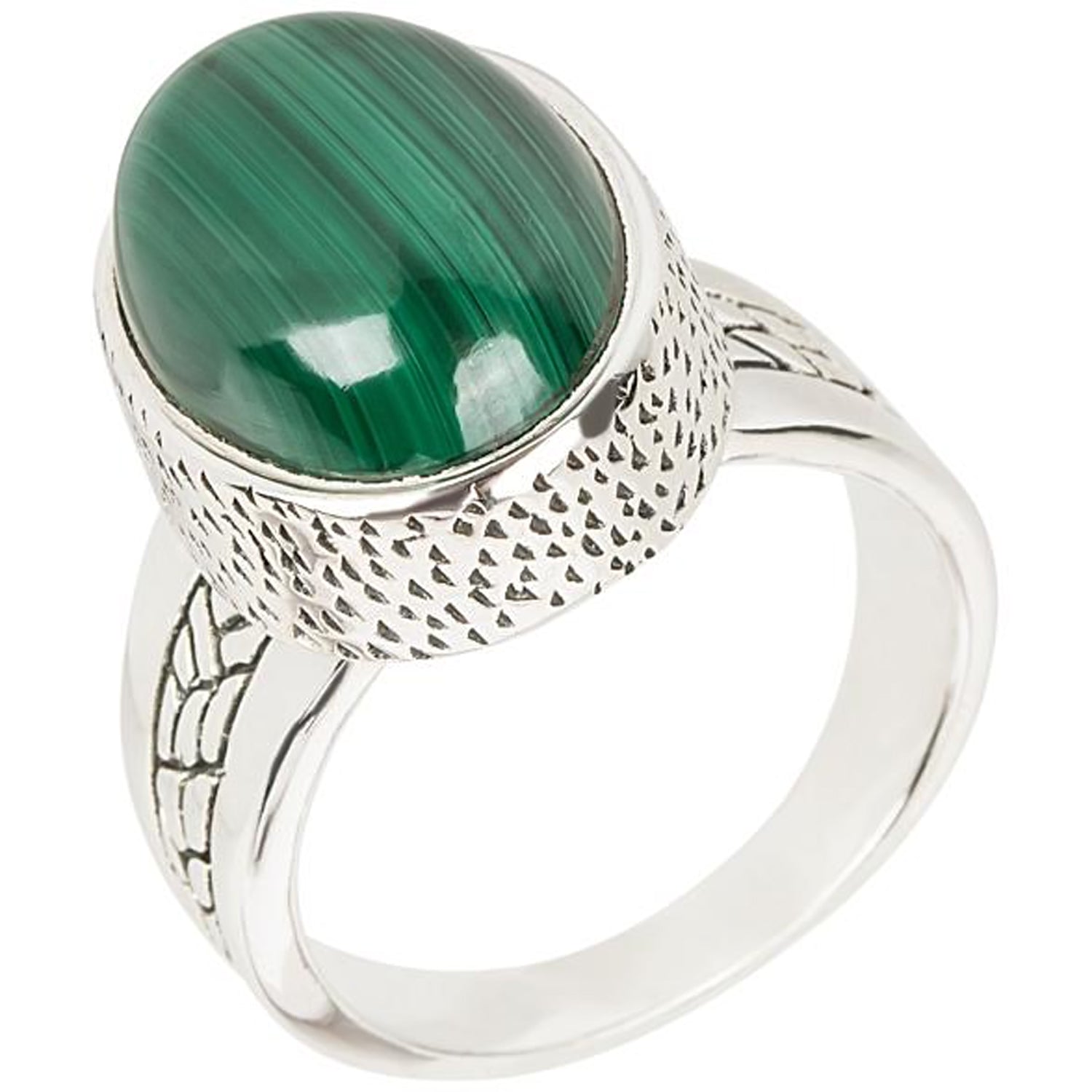 Sterling Silver 925 Malachite Ring - Pinctore