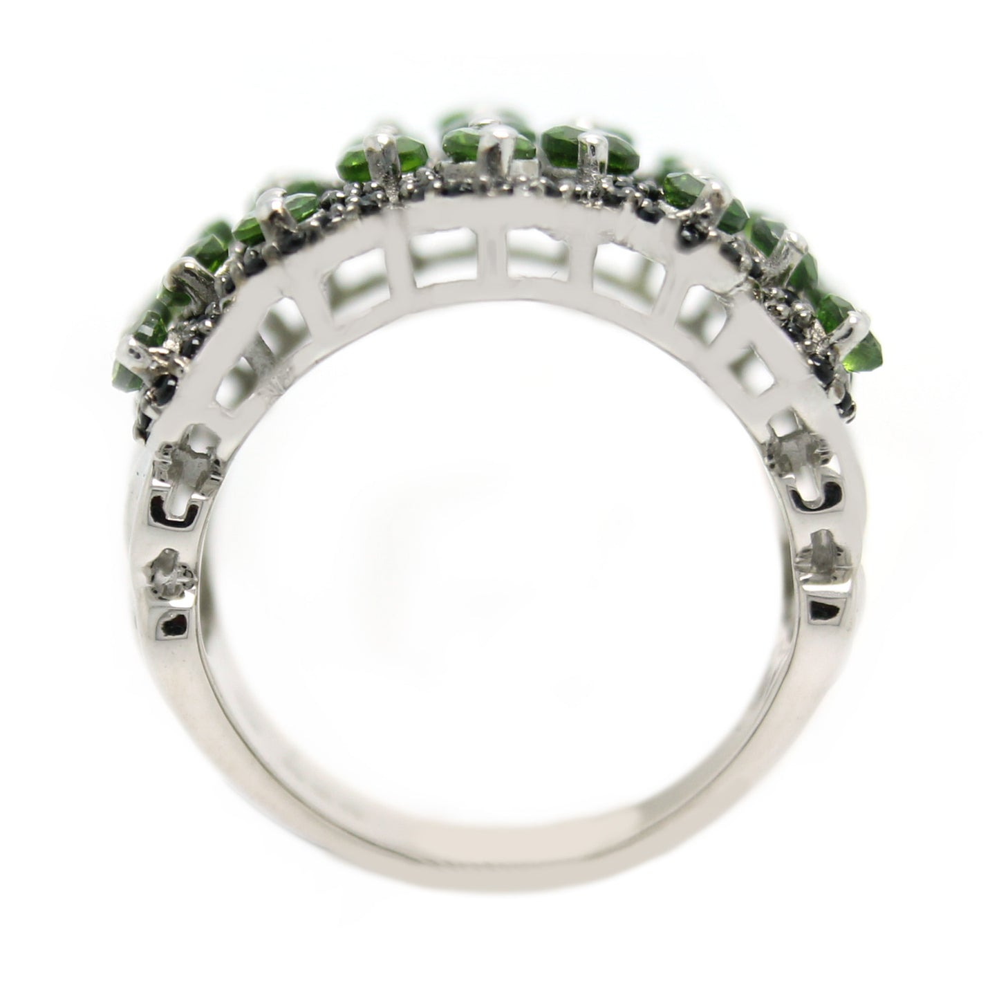 925 Sterling Silver Black Spinel, Chrome Diopside Ring - Pinctore