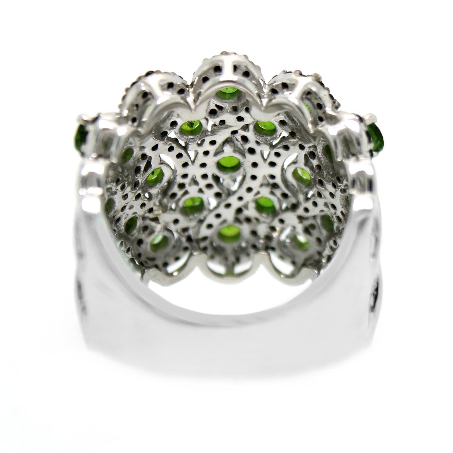 925 Sterling Silver Black Spinel, Chrome Diopside Ring - Pinctore