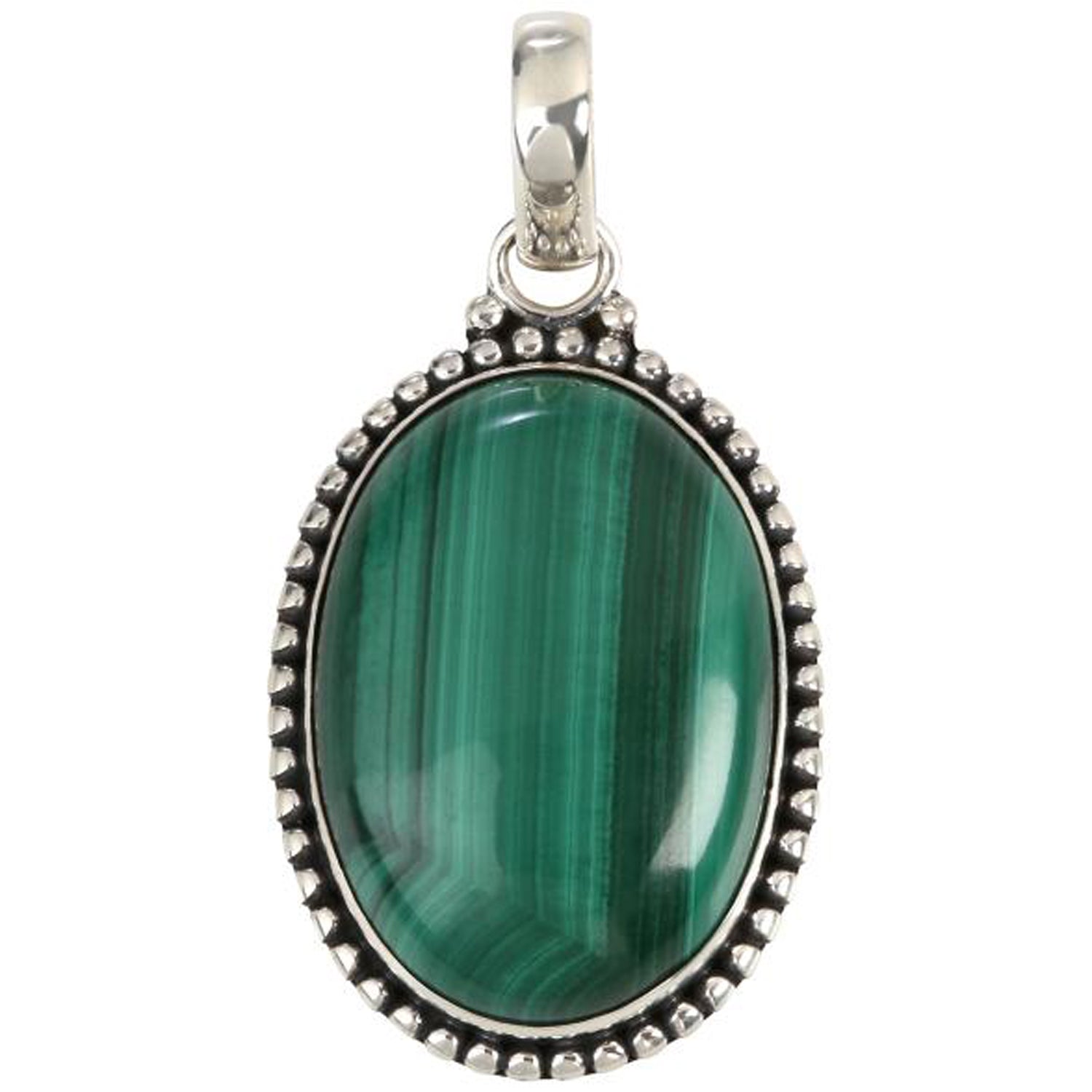 Sterling Silver 925 Malachite Pendant - Pinctore