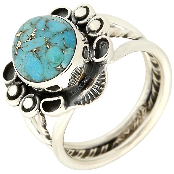 Sterling Silver 925 Blue Copper Turquoise Ring - Pinctore