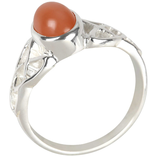 Sterling Silver 925 Peach Moonstone Ring - Pinctore