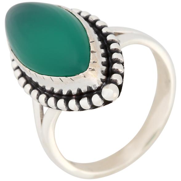 Sterling Silver 925 Green Onyx Ring - Pinctore