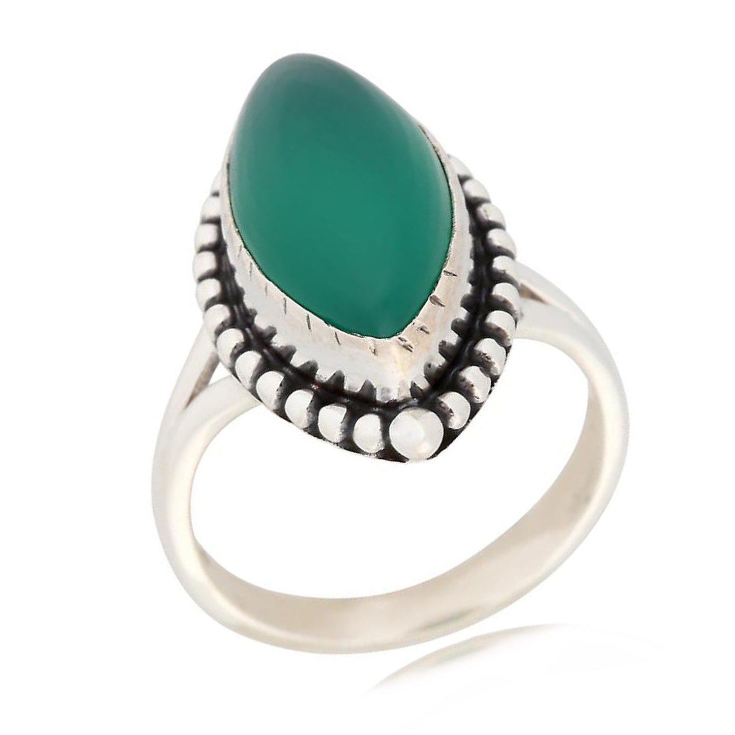 Sterling Silver 925 Green Onyx Ring - Pinctore