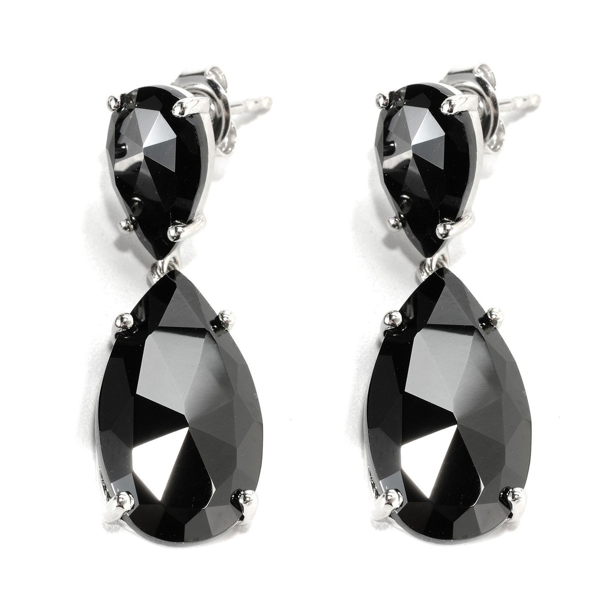 Sterling Silver 925 Black Spinel Dangle Earring - Pinctore