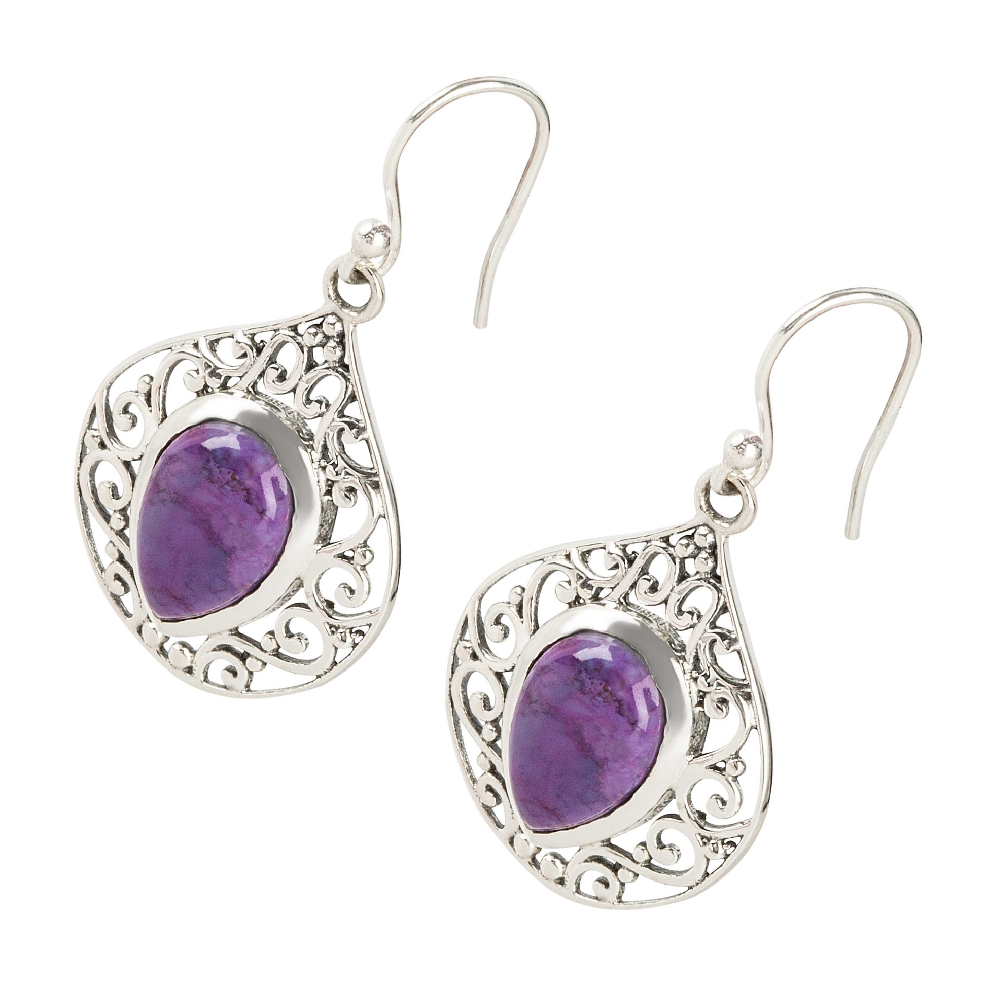 925 Sterling Silver Purple Mohave Turquoise Drop & Dangle Earring - Pinctore