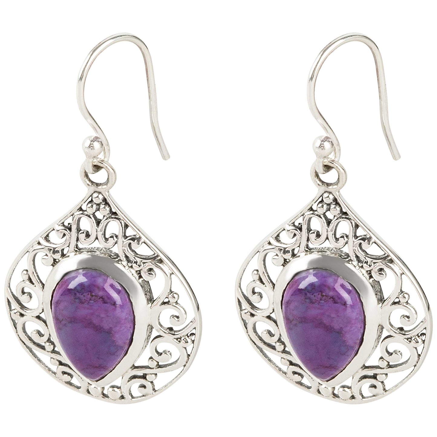 925 Sterling Silver Purple Mohave Turquoise Drop & Dangle Earring - Pinctore