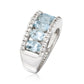 925 Sterling Silver Aquamarine and White Sapphire Gemstone Band Rings