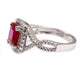 925 Sterling Silver Created Ruby, Created White Sapphire Ring - Pinctore