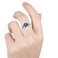 14Kt White Gold London Blue Topaz, Neon Apatite, White Natural Zircon Ring - Pinctore
