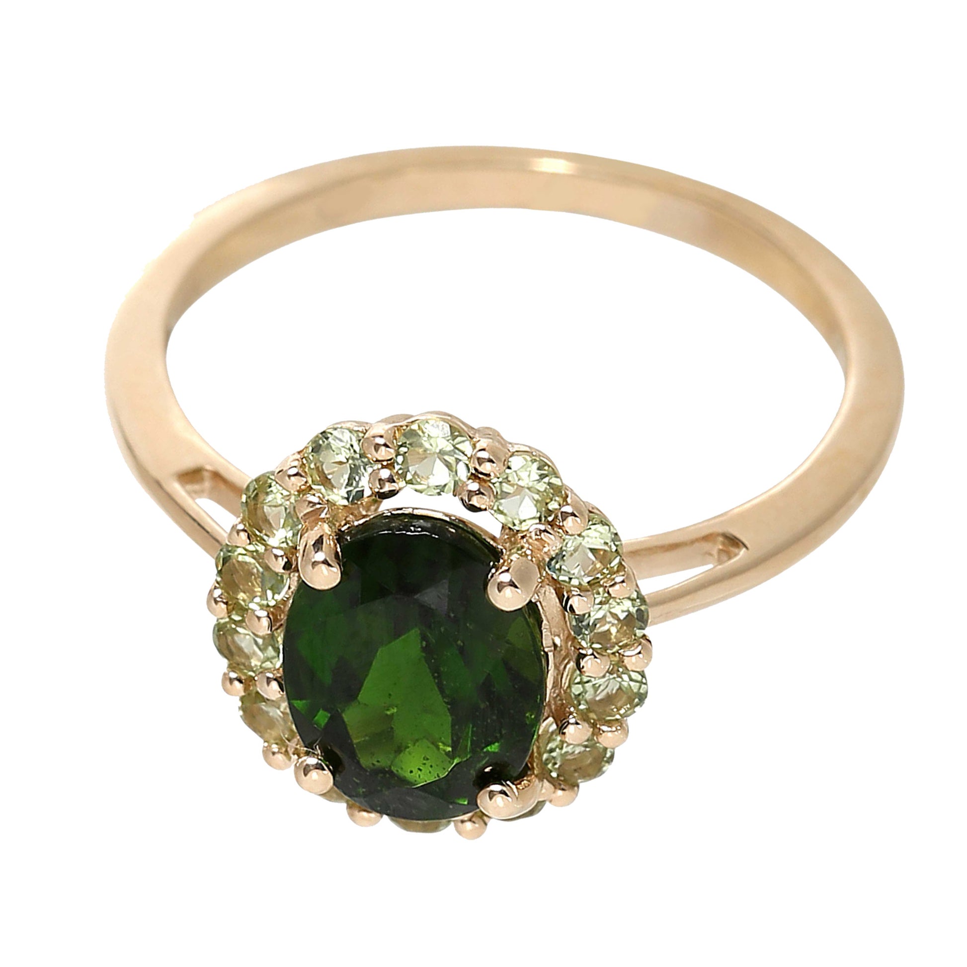 14kt Yellow Gold Peridot, Chrome Diopside Ring - Pinctore