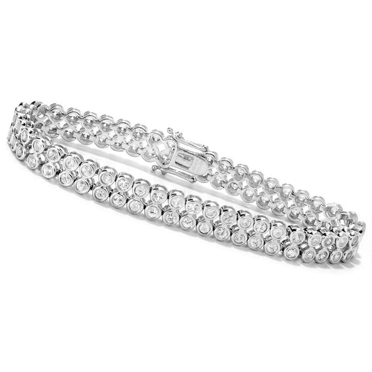 Pinctore Sterling Silver 11.07ctw White Topaz Tennis Bracelet