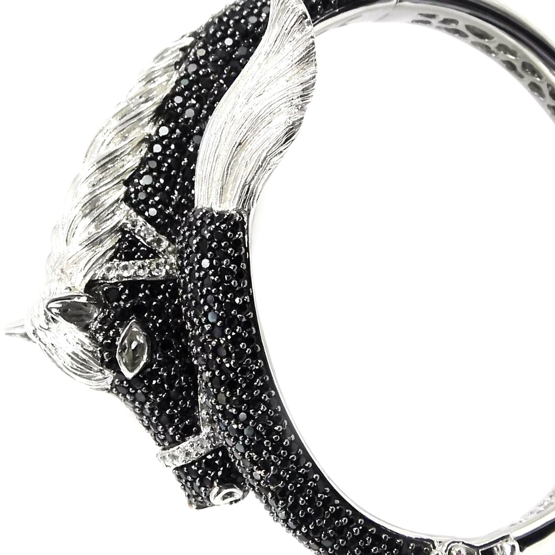 925 Sterling Silver Black Spinel,Crystal,White Topaz Bracelet - Pinctore