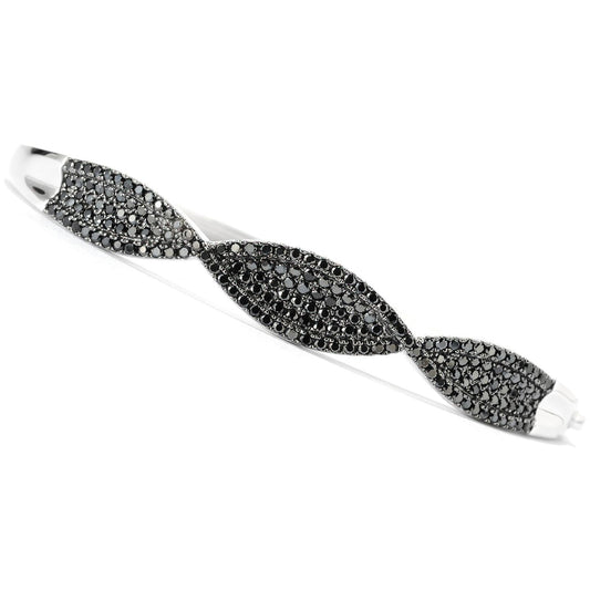 Rhodium Plated Sterling Silver 1.62ct TGW Spinel Concave Twisted Bangle - Pinctore