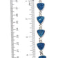 Pinctore Sterling Silver 21.96ctw Blue Drusy 9mm Trillion Link Bracelet