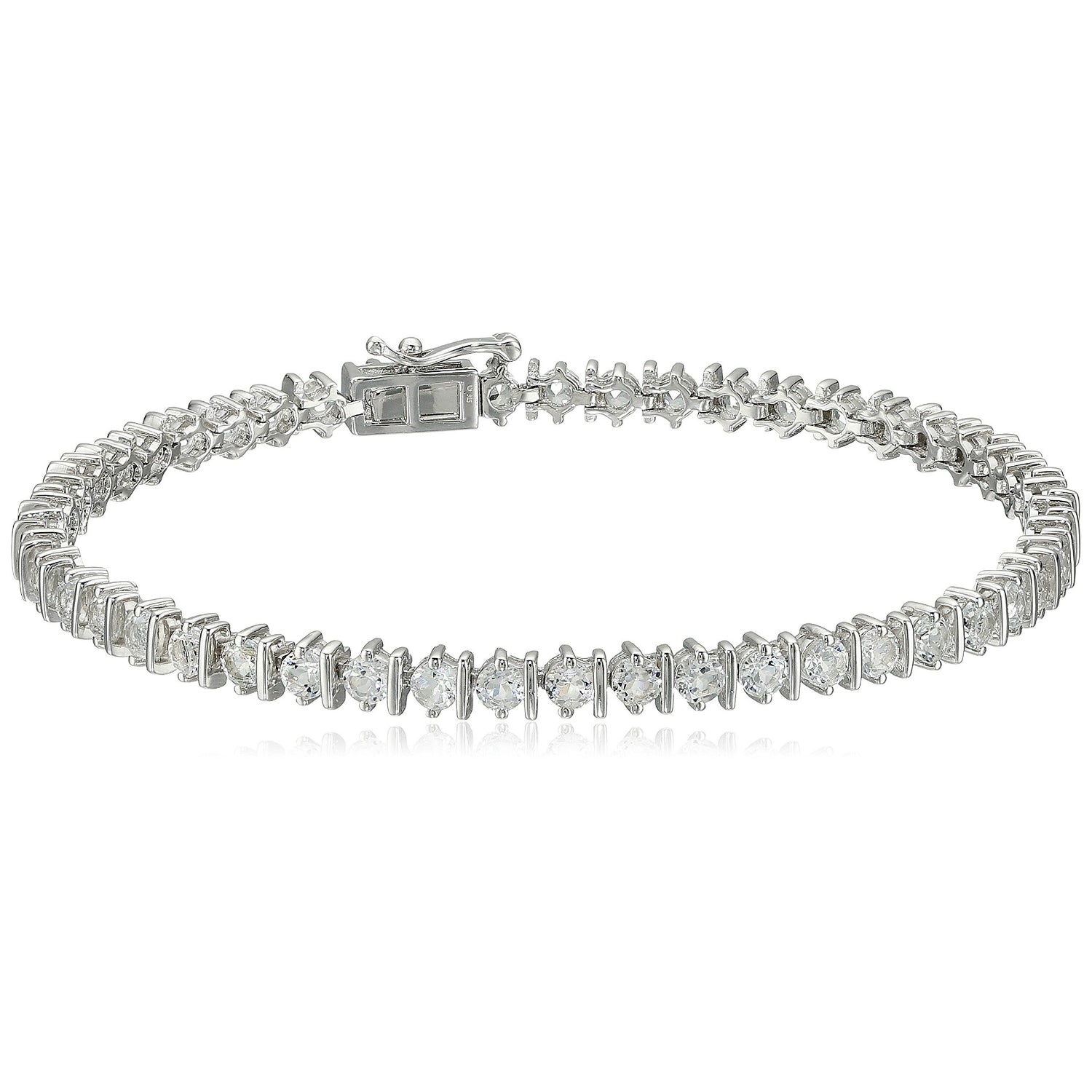 Sterling Silver White Topaz Round Tennis Bracelet, 7.25"